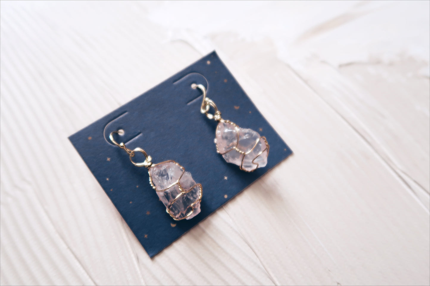 Raw Gemstone Gold Wire Wrapped Earrings